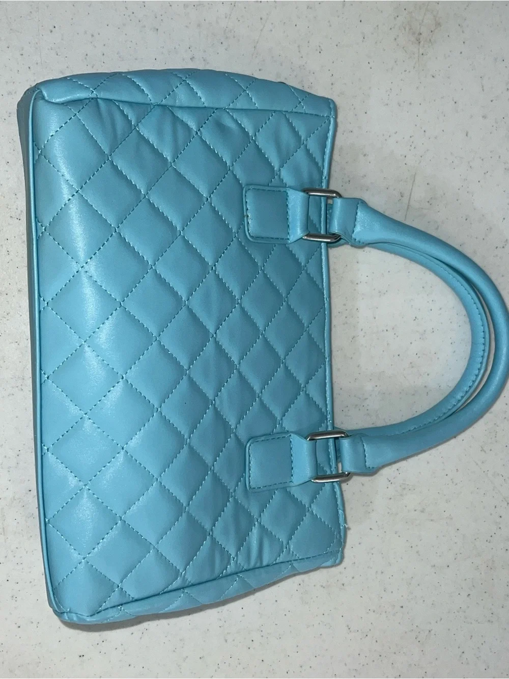 Gierness Perfume Light Blue Quilted Top-Handle Women's Bag